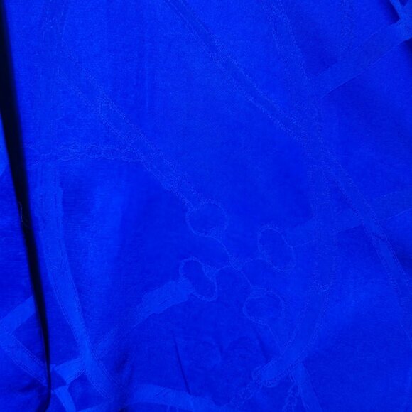 Ralph Lauren Satin Belting-Motif Jacquard Tie-Neck Shirt L Sapphire Star NWT - Picture 6 of 9